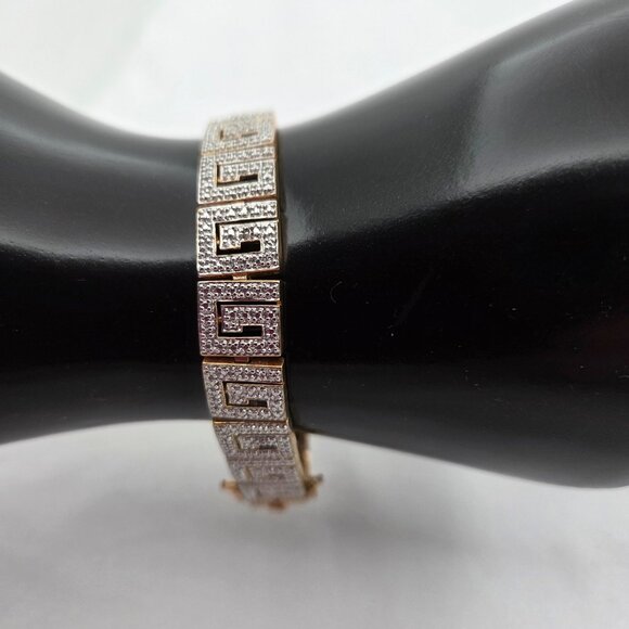 VTG 80s Gold Tone Rhinestone Link Bracelet - Classic Dynasty - Picture 9 of 10